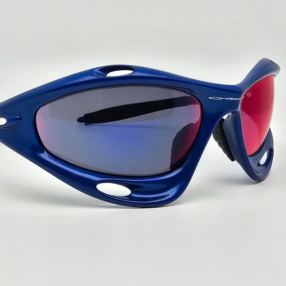 *SOLD* Oakley 04-600 Racing Jacket Gen 2 New Blue Frame +Red Iridium Sunglasses - Picture 7 of 14